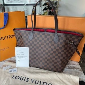 NEW NWT Louis Vuitton Neverfull MM Damier Ebene Cherry